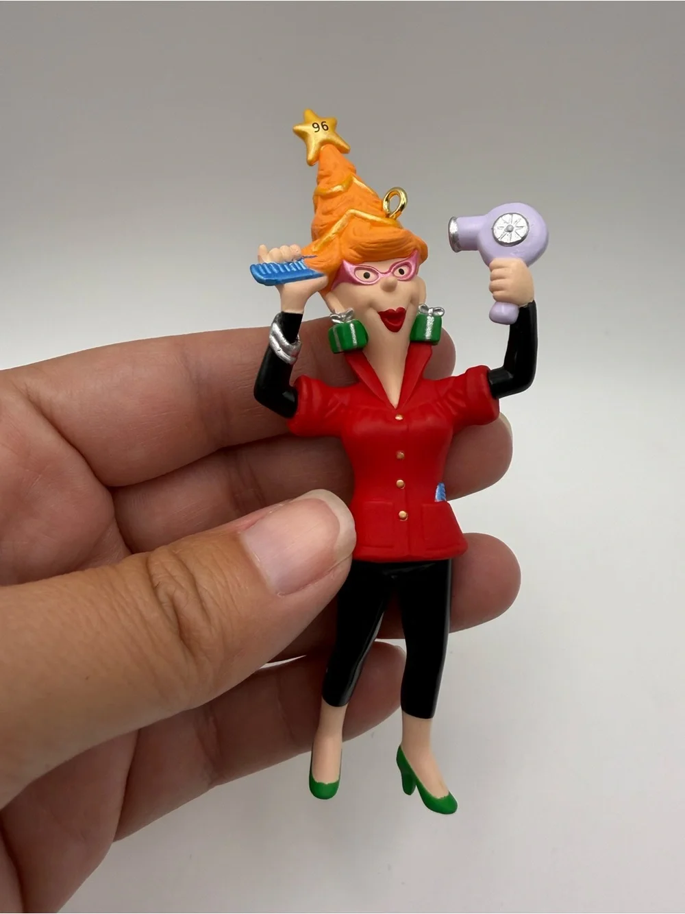 Hallmark Orange-Red Black Green Holiday Hair Stylist Ornament